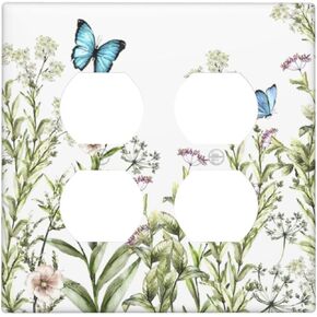 Flower Butterfly Single Toggle Light Switch Plates Outlet Covers Decorative Electrical Wall Plate Receptacle Switchplate Decorate Plug Cover For Bathroom Kitchen 4.5 * 2.76 Inch