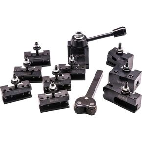 11Pcs OXA Wedge Type Tool Post Set, 250-000 Quick Change Steel Tool Post Set Plus 2 extra 250-001 and 2 extra 250-002 For Mini Lathe 6-9" With 1pc Two Wheel Knurling Tool