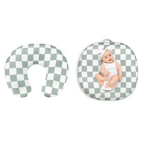 Nursing Pillow Cover and Newborn Lounger Cover, Soft Comfortable Slipcover for Baby Girl Boys, Green Checkerboard, Lounger Not Included