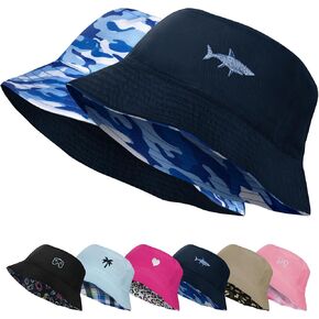 HONGTEYA Kids Sun Hat UPF 50+ Double Side Bucket Hats for Boys Girls Summer Sun Protection Wide Brim Unisex Beach Outdoor