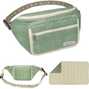Diaper Fanny Bag With Changing Pad, YKK Zippers,Wipes Pocket,Unisex,Stylish,for Excursions Short Quickly Day Out