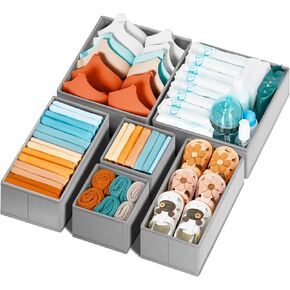 Criusia Drawer Organizer for Clothing, 12 Pack Sock Underwear Drawer Organizer Bins, Foldable Fabric Closet Organizers and Storage, Dresser Drawer Dividers for Baby Clothes, Bra, Scarves, Belt, Tie