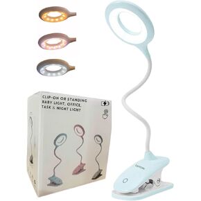 Portable LED Clip On Night Light for Babies, Kids & Adults – Dimmable, USB Rechargeable, 3-Colors for Nursery, Feeding, Diapers, Crib, Bedroom, Desk, Reading, Office, Task, Music, Travel, Gift