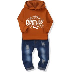 NZRVAWS Baby Boy Clothes Toddler Boy Outfit 2 3 4T 6 12 18 24 Month Fall Winter Hoodie Ripped Jeans Clothing