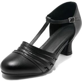 Women 1920s Shoes T-Strap Dance Pumps for Latin Salsa Ballroom Character Shoe Kitten Heel