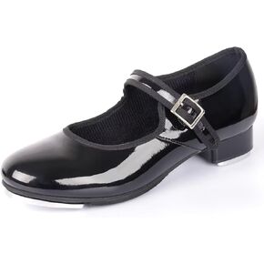 Tap Dance Shoes for Women - Premium Leather with Cushioned Footbed & Soft Padding, Non-Slip Rubber Sole for Practice/Performance/Competition.