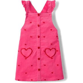 Gymboree,and Toddler Embroidered Sleeveless Skirtall Jumpers,Pink Vday Hearts,18-24 Months