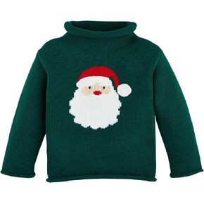 Mud Pie Kids Children's Rollneck Sweater Green Santa Small | 12-18M