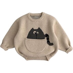 100% Cotton Toddler Baby Boy Girl Unisex Knit Pullover Sweater Fall Winter Outfits 0-5T