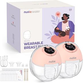 Nuliie Hands-Free Breast Pump, Wearable Breastfeeding Pump 4 Modes 9 Levels with 18/21/24MM Flange, Electric Breast Pump Portable, Replaced Pumping Accessories Included (Ghostwhite, 2 Packs)