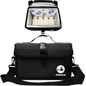 Milk Cubby Breast Milk Cooler Travel Bag, Safe Temperature Portable Breast Milk Cooler Bag with Ice Packs, Insulated Breast Milk Chiller, Extreme Temp Breastmilk Storage Cooler (Black)