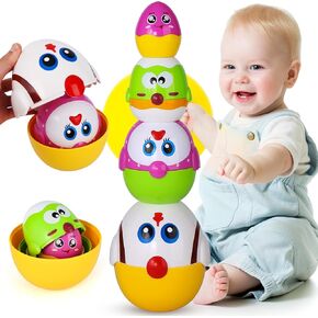 Easter Egg Toys for Toddlers,Nesting & Stacking Eggs,Easter Basket Stuffers for Baby 18 Months+, Matching Toys, Educational Preschool Game Fine Motor Skill Gift for Kids 2 3 Years Old