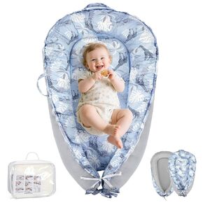 360°Embracing Baby Lounger, CPC Certified, Infant Lounger for 0-24 Months Baby, Double-Sided Cotton Fabric, Breathable & Soft Baby Lounger for Newborn, Machine-Washable for Home and Travel