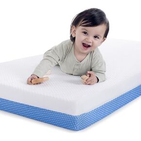 Crib Mattress and Dual-Sided Toddler Mattress, 2-Stage Baby Crib Mattress with Blue Gel Memory Foam and Removable Cover, 52x27.5x5.5 in Fits Standard Size Cribs and Toddler Bed