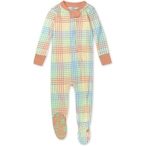 HonestBaby Non-Slip Footed Pajamas One-Piece Sleeper Zip-Front Pjs 100% Organic Cotton for Baby Girls