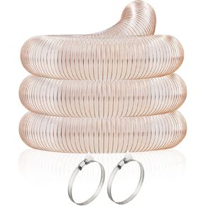 4 inch PU Heavy Duty Flex Hose - 30ft Clear Dust Debris Collector Hose With Clamps