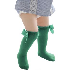 Century Star Baby Girls Bow Knee High Socks Toddlers Ruffled Tube Socks Infant Long Stockings School Uniform Leggings