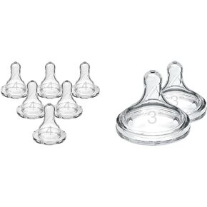 Dr. Brown's Level 4 Fast Flow Narrow Baby Bottle Silicone Nipples, 6 Pack and Level 3 Medium-Fast Flow Wide-Neck Bottle Nipples, 2 Pack