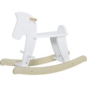 Qaba Wooden Rocking Horse Toddler Baby Ride-on Toys for Kids 1-3 Years with Classic Design & Solid Workmanship, White