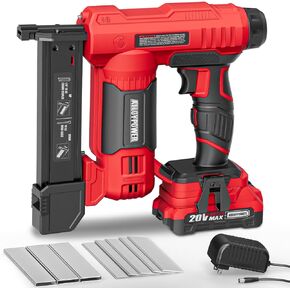 Alloypower 18 Gauge Nail Gun Battery مدعوم ، 2 في 1 من دباسة Nailer Brad/كهربائية مع بطارية 2.0AH وشاحن ، 1000 بكسل مسامير و 500 ٪ من المواد الغذائية الأساسية لتحسين المنزل وأعمال الخشب