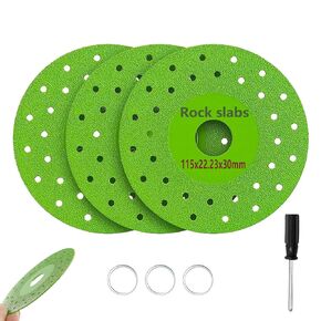 3 Pack Upgraded Rock Slab Cutting Disc, 4.5 in Rock Slab Flat Grinding Cutting Piece, Glass Cutting Disc, Diamond Chamfered Saw Blades for Cutting and Grinding Tile and Marble