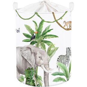 Clastyle Tropical Jungle Animals Baby Laundry Hamper Palm Tree Kid Storage Basket Boys Girls Gift Toy Box Collapsible Clothes Organizer Nursery Bin for Bedroom, Giraffe, 40 * 30 * 30 cm