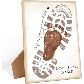 Happy First Mothers Day Footprint Keepsake Making Wooden Sign with Stand 9x12", Mothers Day Crafts for Classroom Family Activities, Gifts for Mom from Daughter Son Husband, Newborn Gifts