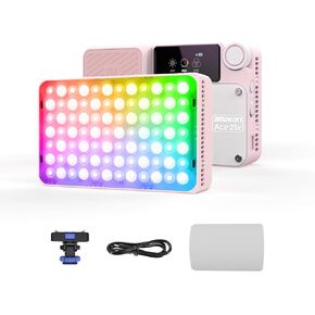 amaran Ace 25c Video Light,25w RGB Portable Light for Photography On-Camera Video Lights CRI/TLCI 95+,CCT 2,300K-10,000K,Rechargeable Dimmable Vlog Light,APP Control,PD Charging (Silver)