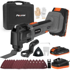 Cordless Oscillating Tool, 20V Oscillating Multi Tool with 2000mAh Battery, 8000-19000RPM, 6 Variable Speed, Dust Port, 3.2° Oscillating Angle, LED Light, Carrying Case for Cutting, Sanding
