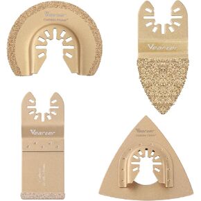4PCS Carbide Oscillating Tool Blade, Multitool Saw Blade Quick Release Power Accessories Universal Kit for Tile Grout Mortar Concrete Masonry