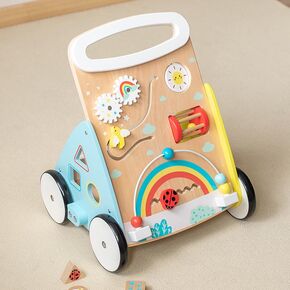 Wooden Baby Walker ， طفل الدفع المشي ، لعبة أداة للأدوات للأطفال الصغار ، ومسرحية قابلة للتعديل مع عجلة ، ومشي التعلم للفتيات الفتيان