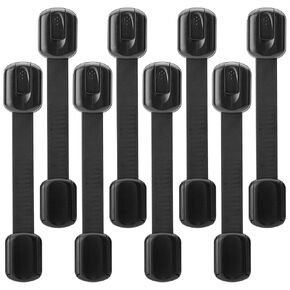 8 Pack Child Safety Cabinet Locks, Baby Lock for Drawers, Multi Use Latch with Strong Adhesive Pads, for Drawers, Refrigerators, Dishwashers, Toilet Seats, Cabinets, Ovens(Black)