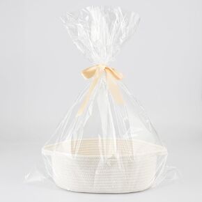 Baby Gifts Basket Empty with Gifts Bag and Ribbon12"x8"x5" Gift Baskets to Fill Easter Baskets Birthday Baskets Small Woven Cotton Rope Basket Baby Toy Baske(pink, regular)