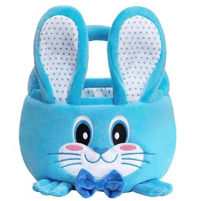 Easter Basket Empty Bunny, Easter Basket with Handle, Small Gift Baskets with Decorative Rabbit, Blue