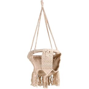 Macrame Baby Swing Chair | 100% Organic Cotton Rope, Boho Indoor/Outdoor Baby Hammock Swing with Cushion, Safety Belt, Portable, Eco-Friendly, Ideal for Infants & Toddlers up to 33 lbs