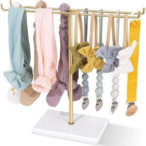 POVETIRE Headband Holder Organizer Bow Organizer for Girs, Metal Hair Band Stand Baby Headband Storage Display Hair Accessories Organizer Rack Neutral Pacifier Clip Baby Bibs Newborn Essentials