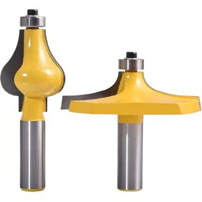 KATUR Handrail Router Bit Set 1/2 Inch Shank, 2pcs Crown Flute Molding Router Bit Set for Woodworking Milling Cutters