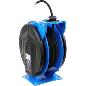Macnaught M3 Slow Retraction Grease Safety Hose Reel 1/4" x 50 ft, Heavy Duty, Dual Pedestal, 5800PSI