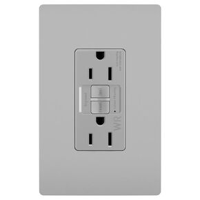 Legrand radiant 1597TRWRGRYCCD4 15 Amp Outdoor GFCI Self Test Tamper Resistant Weather Resistant Decorator Duplex Outlet, Gray (1 Count)