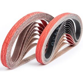 20 Pack 1/2 x 18 Inch High Performance Ceramics and Silicon Carbide Sanding Belts - 4 Pcs Each of 60 80 120 180 and 240 Grits Premium Gap polishing Sanding Belts
