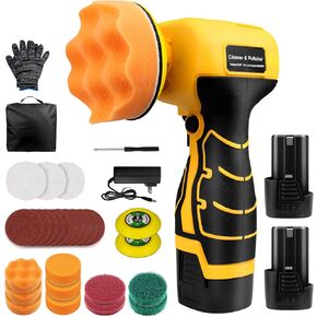 Cordless Sander, 3" Mini Buffer Polisher for Car Detailing, 2Pcs 16.8V 3.0Ah Batteries, 31 Accessories, 3500RPM, Lightweight & Compact Design for Sanding/Polishing/Waxing/Cleaning