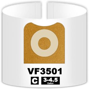6 Pack 3-4.5 Gallon Bags for Rigid Shop Vac 3, 4, 4.5 Gallon, Size C, VF3501, WD40500, WD40700, HD0600 Vacuums, High-Efficiency Dust Collection Bags, Replacement Part # 23738