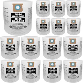 15 Pack VF2005 Vaccum Bag Compatible for Shop Vac Bags 10-14 Gallon,Type F/I 90662,9066233,90672,9067211,Disposable Collection Filter Bag