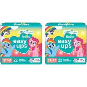 Pampers Easy Ups Boys & Girls Training Pants 3T-4T 22 Count (Pack of 2)
