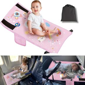 Toddler Airplane Bed - Airplane Seat Extender for Kids, Baby Travel Essentials for Flying, Baby Travel Footrest for Flying, Portable Toddler Plane Bed for 1-3 Years(Pink)