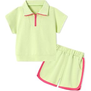 Sanmio Toddler Girl Clothes 2 قطعة قصيرة مجموعات نصف سحاب إسقاط كتف قصيرة الأكمام أعلى+السراويل القصيرة تعرق 2025 ملابس الصيف