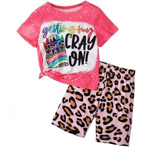 Toddler Baby Girls Clothes Cute Cap Sleeve T-Shirt + Floral Printed 2pcs Summer Shorts Set For Girls