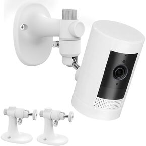 Ring Stick Up Cam Wall Mount Bracket, Adjustable Durable Mount Stand Also fit for eufy Arlo Simpllisafe Cam, Drill or No Drill Two Ways Installation Strong Adhesive Easy to Install (2 Pack,White)