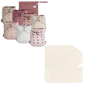 Nora's Nursery Cloth Diaper Cover, Washable Reusable Diaper Cover with Snap Closure, Flat or Fitted Cloth Diaper Inserts + 7 Pack Inserts with Snap