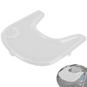 غطاء صينية عالية الكرسي متوافق مع كرسي Stokke Tripp Trapp مع حامل كوب - سطح أملس وشفط قوي - مصنوع من البلاستيك الآمن من الطعام (BPA BPS BPF الفثالات مجانًا) - أبيض